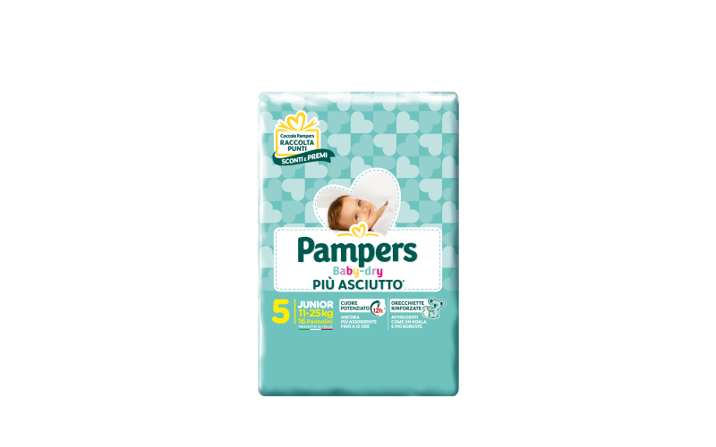 Pampers Baby Dry Pannolini Junior Taglia 5 (11-25 Kg) 16 Pz