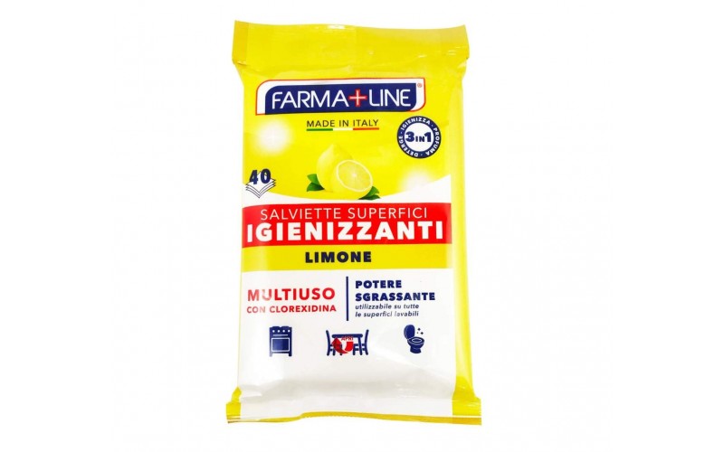 Farmaline Salviette Superfici Igienizzanti Limone 20 Pz